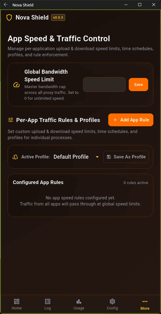 App Speed Limiter & Global Traffic Rule Profiles