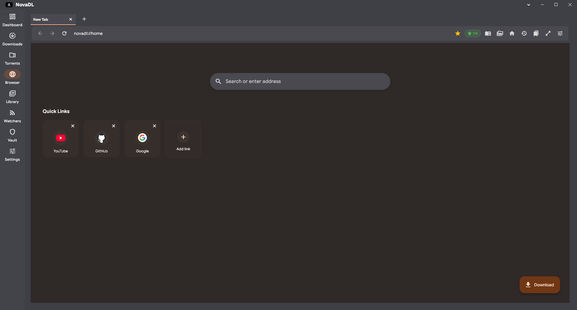 NovaDL Integrated Browser